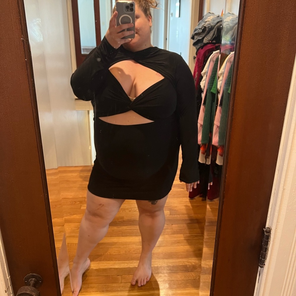 Boohooplus double slinky twist front dress